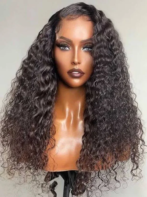 24hrs shipping PrePlucked 13×6 HD Lace Front Black Color Deep Curly Wig For Woman  NCF84