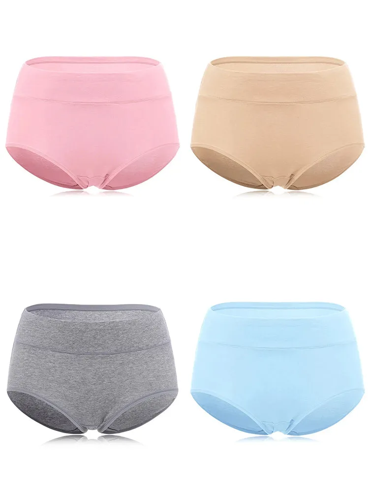 4-Pack Soft Cotton Solid Color Seamless Panties
