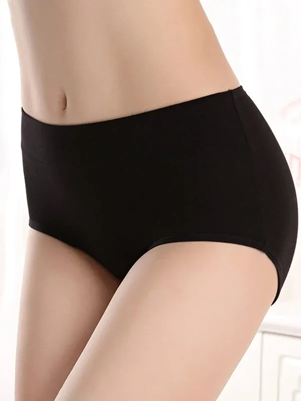4-Pack Soft Cotton Solid Color Seamless Panties