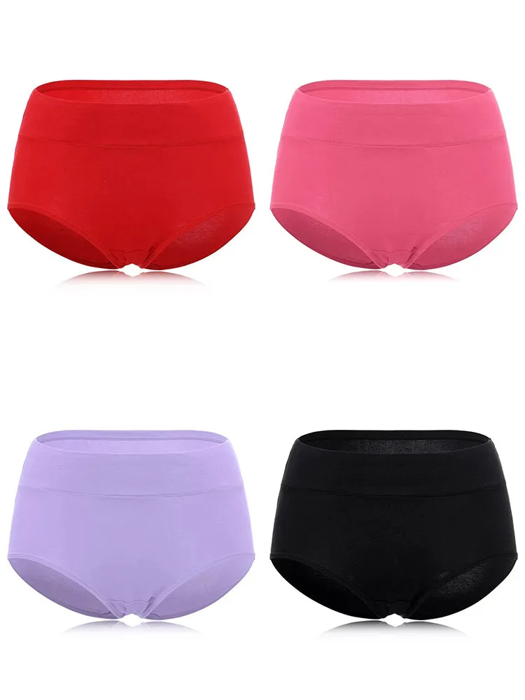 4-Pack Soft Cotton Solid Color Seamless Panties