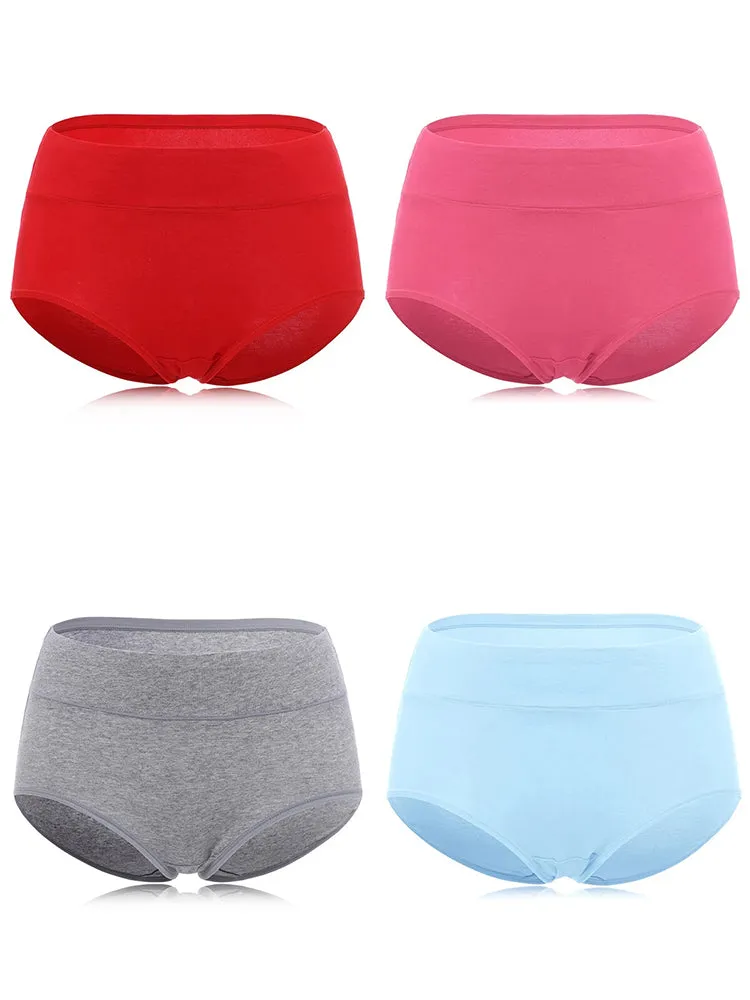 4-Pack Soft Cotton Solid Color Seamless Panties