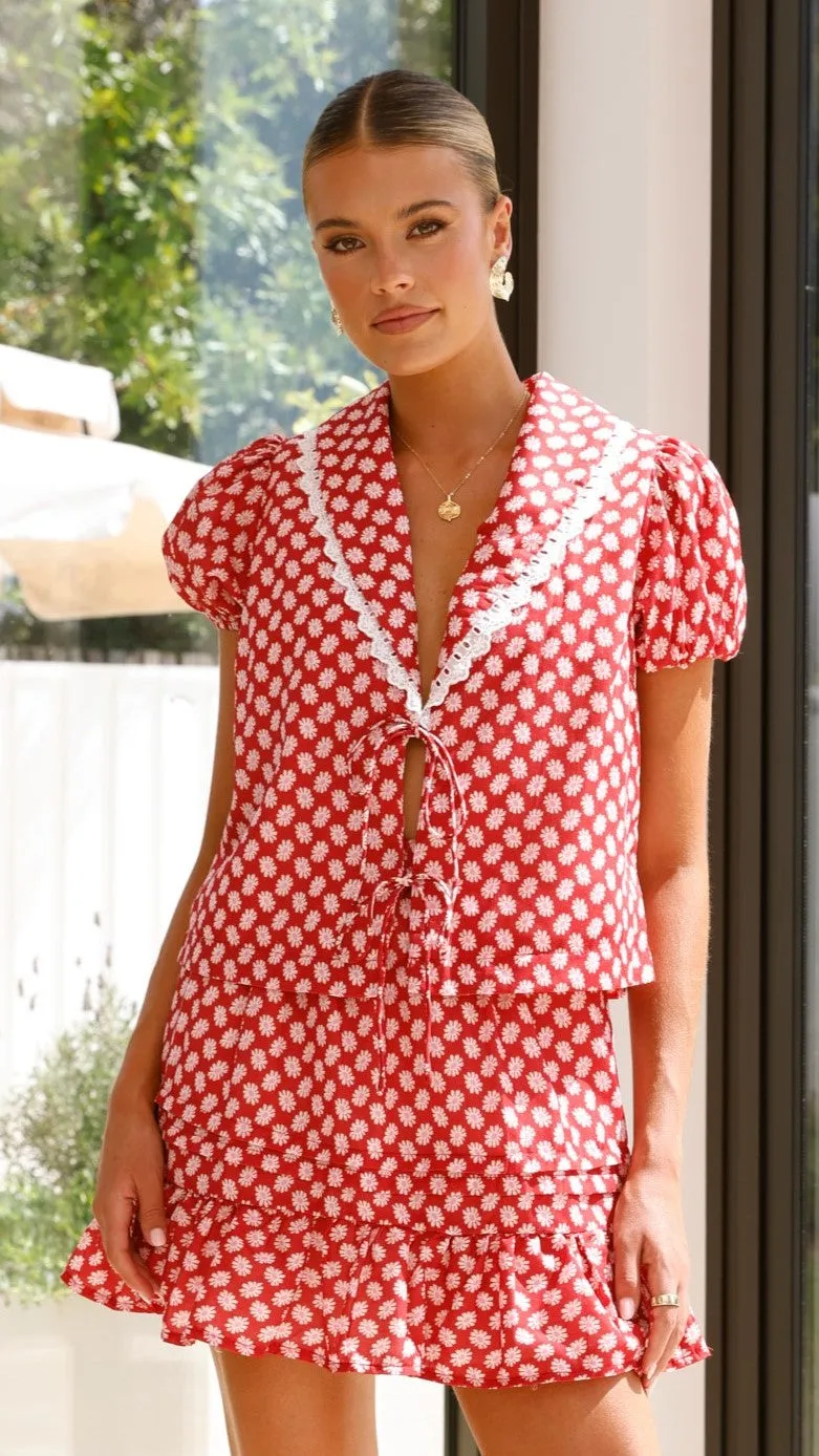 Arizona Top - Red Floral