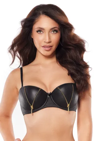 Axami 10591 Balconette Latex Bra Gold Zippers