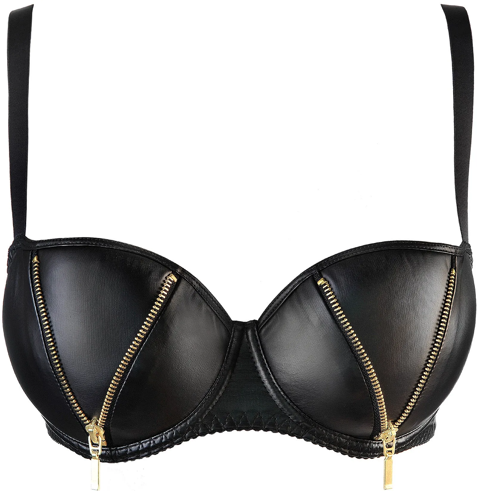 Axami 10591 Balconette Latex Bra Gold Zippers