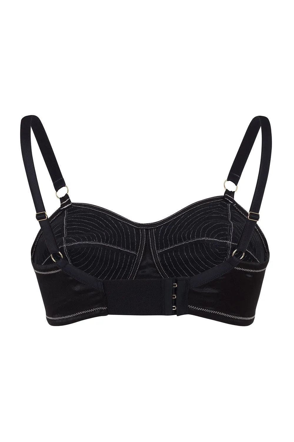 Bettie Page Black/Peach Spiral Stitch Bullet Bra A - DD