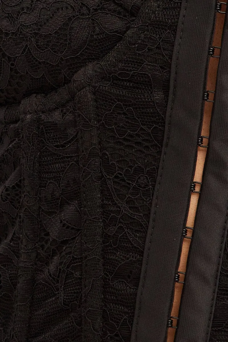 Black Floral Lace Corset Top Lingerie