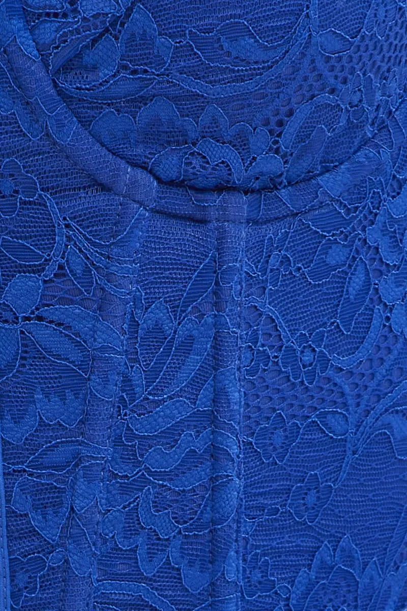 Blue Floral Lace Corset Top Lingerie