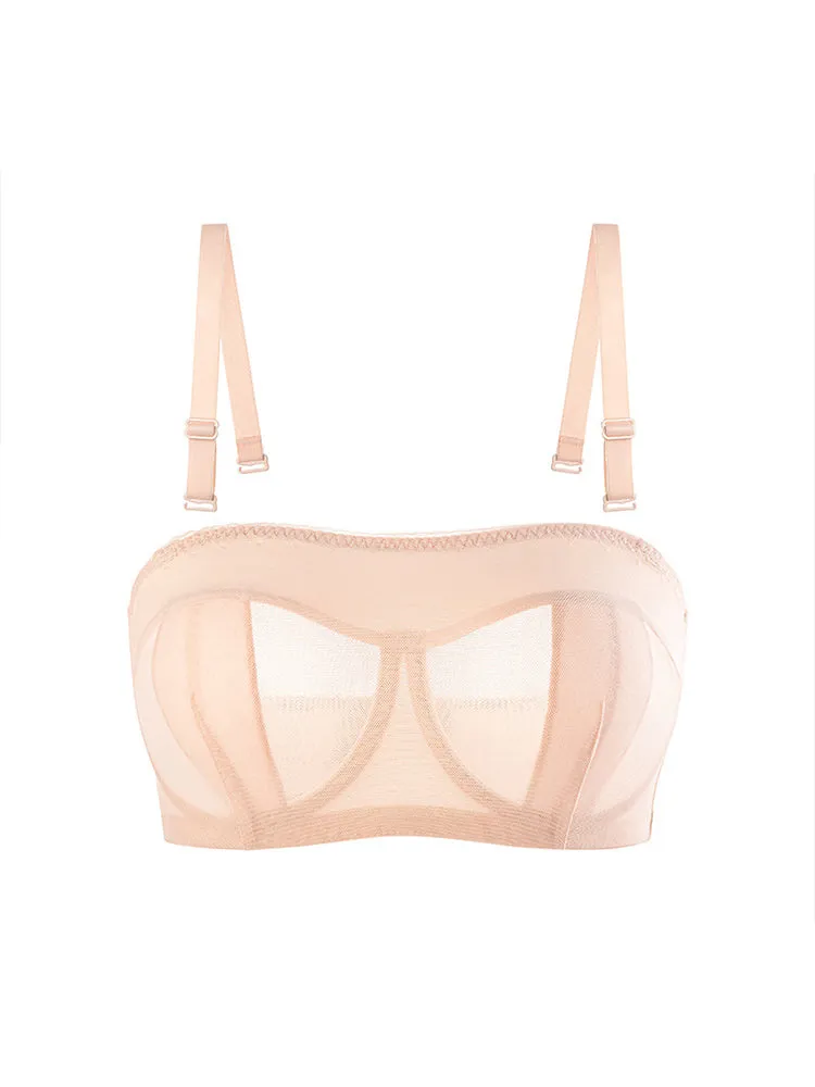 Breathable Bandeau Strapless Underwire Bra