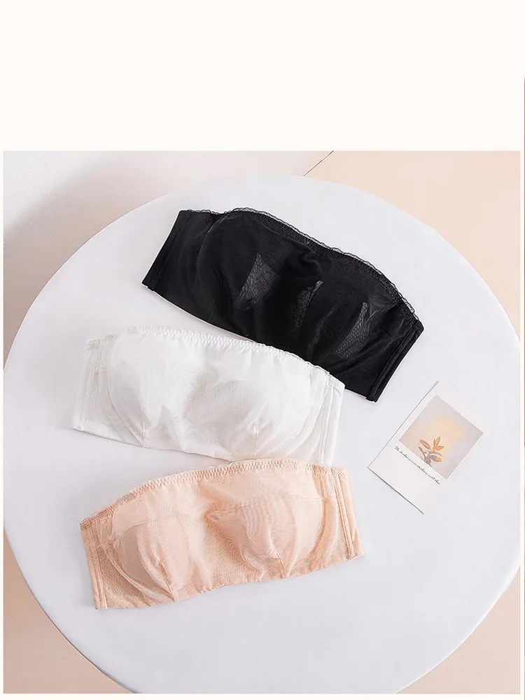 Breathable Bandeau Strapless Underwire Bra