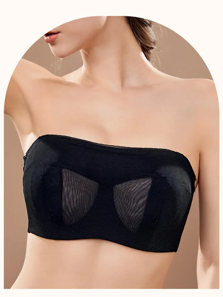 Breathable Bandeau Strapless Underwire Bra