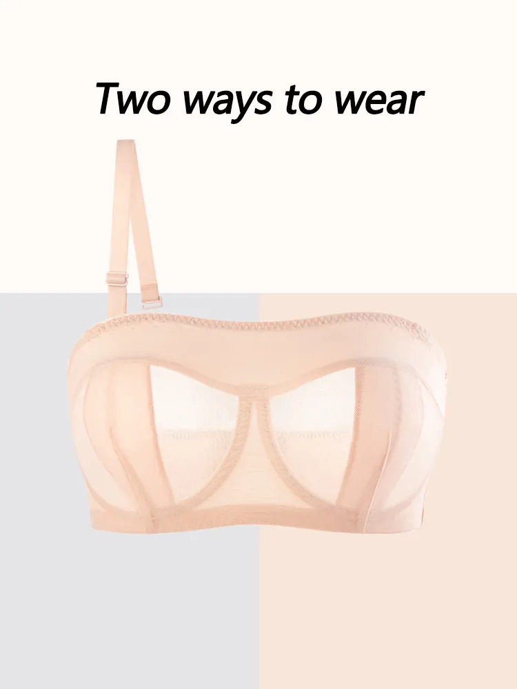 Breathable Bandeau Strapless Underwire Bra