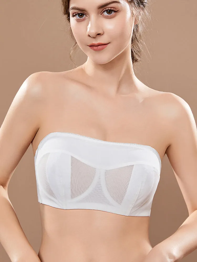 Breathable Bandeau Strapless Underwire Bra