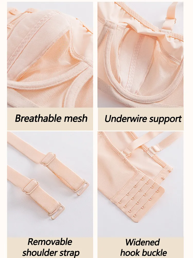 Breathable Bandeau Strapless Underwire Bra