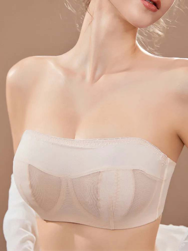 Breathable Bandeau Strapless Underwire Bra