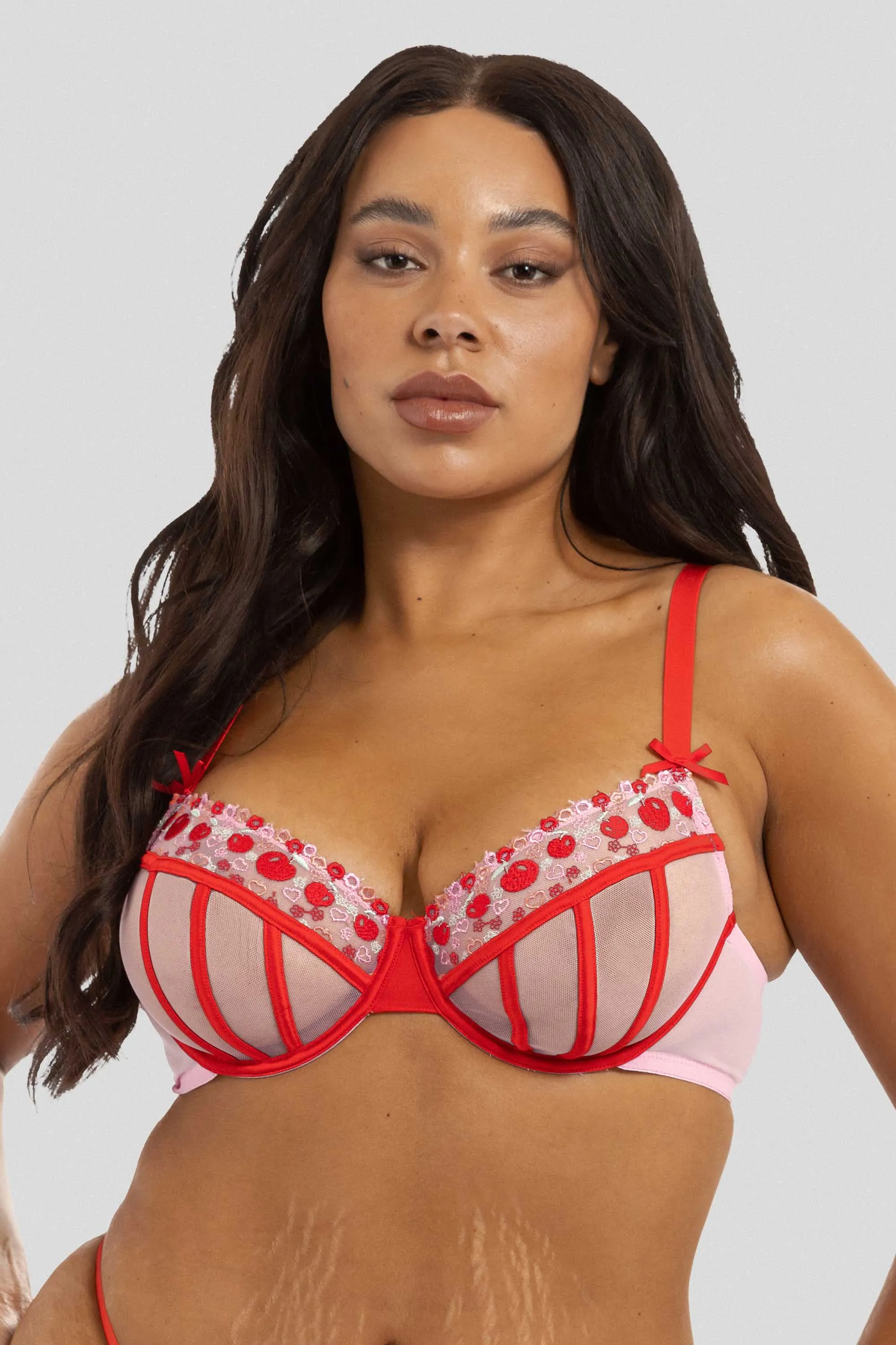 Charli Pink Embroidered Balcony bra