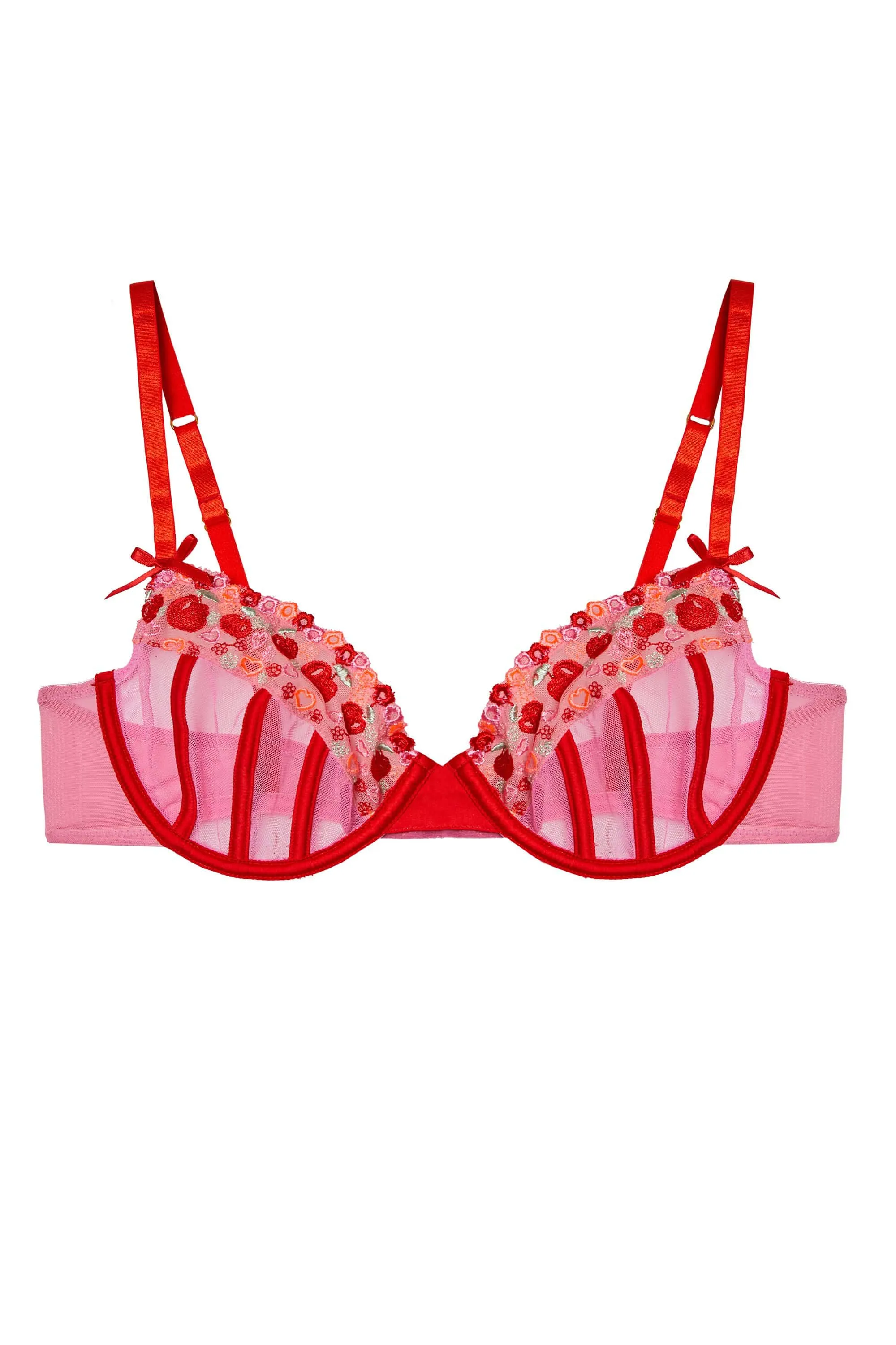 Charli Pink Embroidered Balcony bra