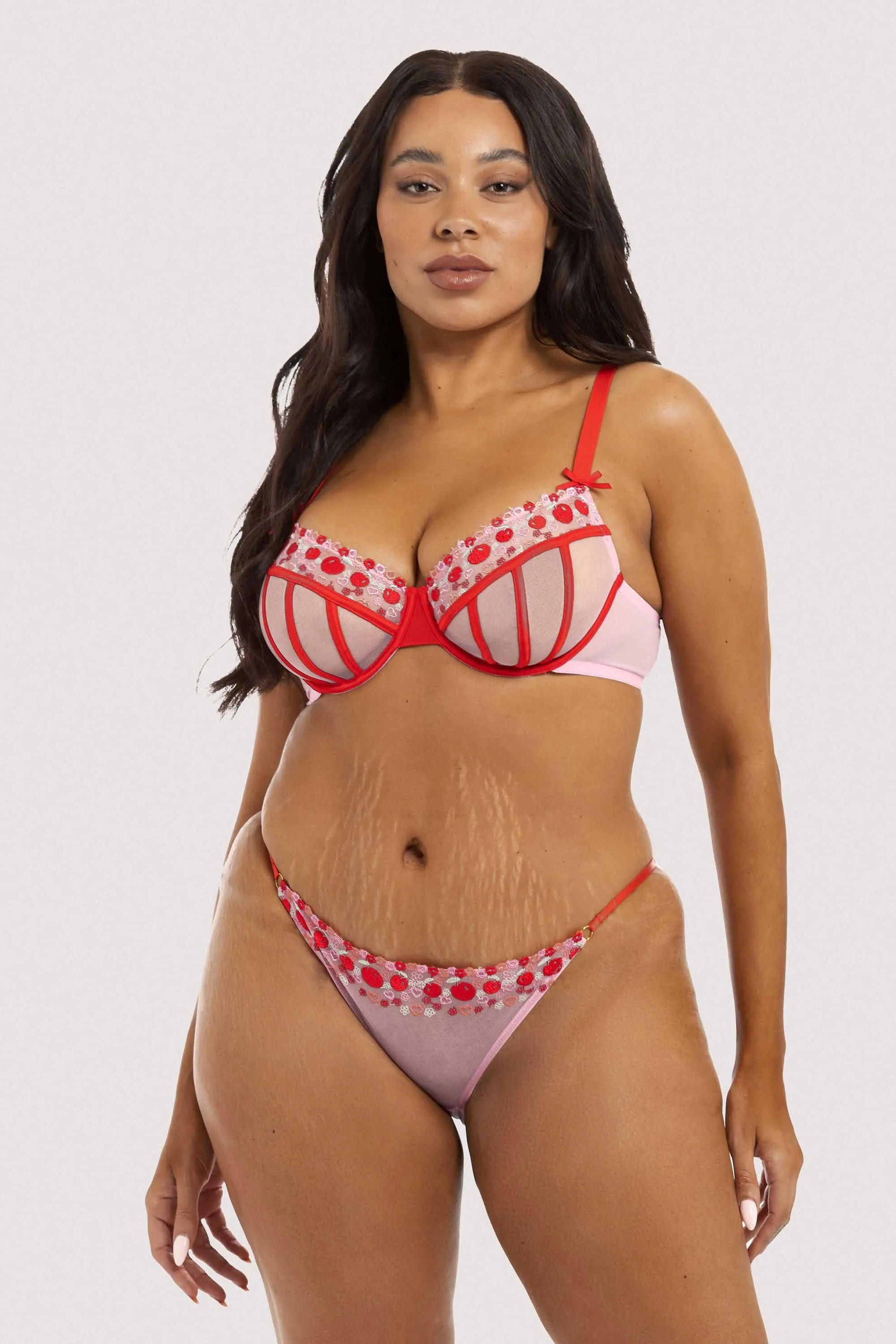 Charli Pink Embroidered Balcony bra