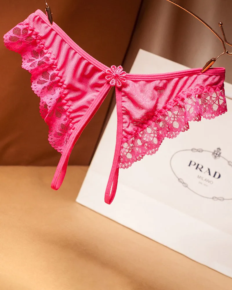 Crotchless Lace Low Waist Thong