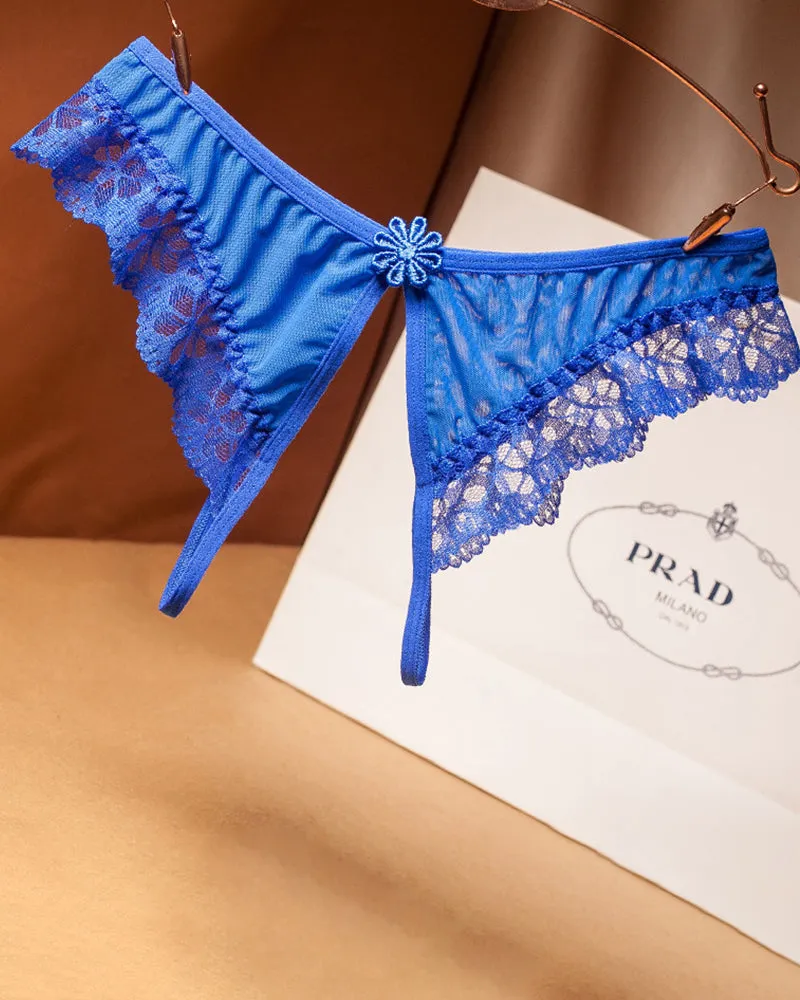 Crotchless Lace Low Waist Thong
