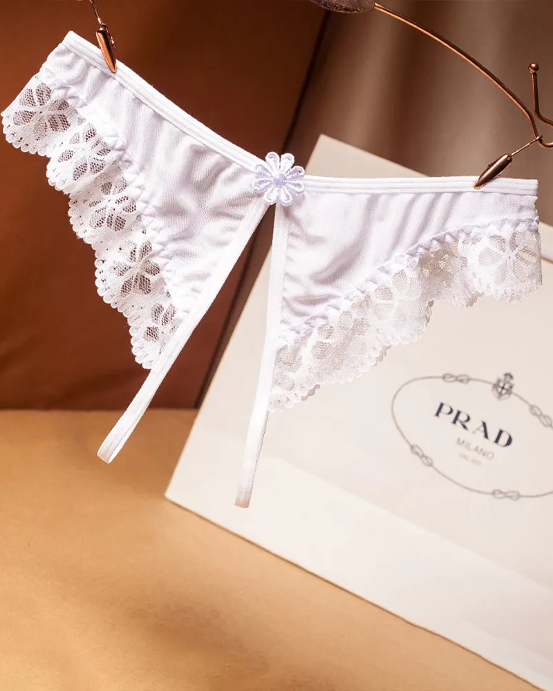 Crotchless Lace Low Waist Thong