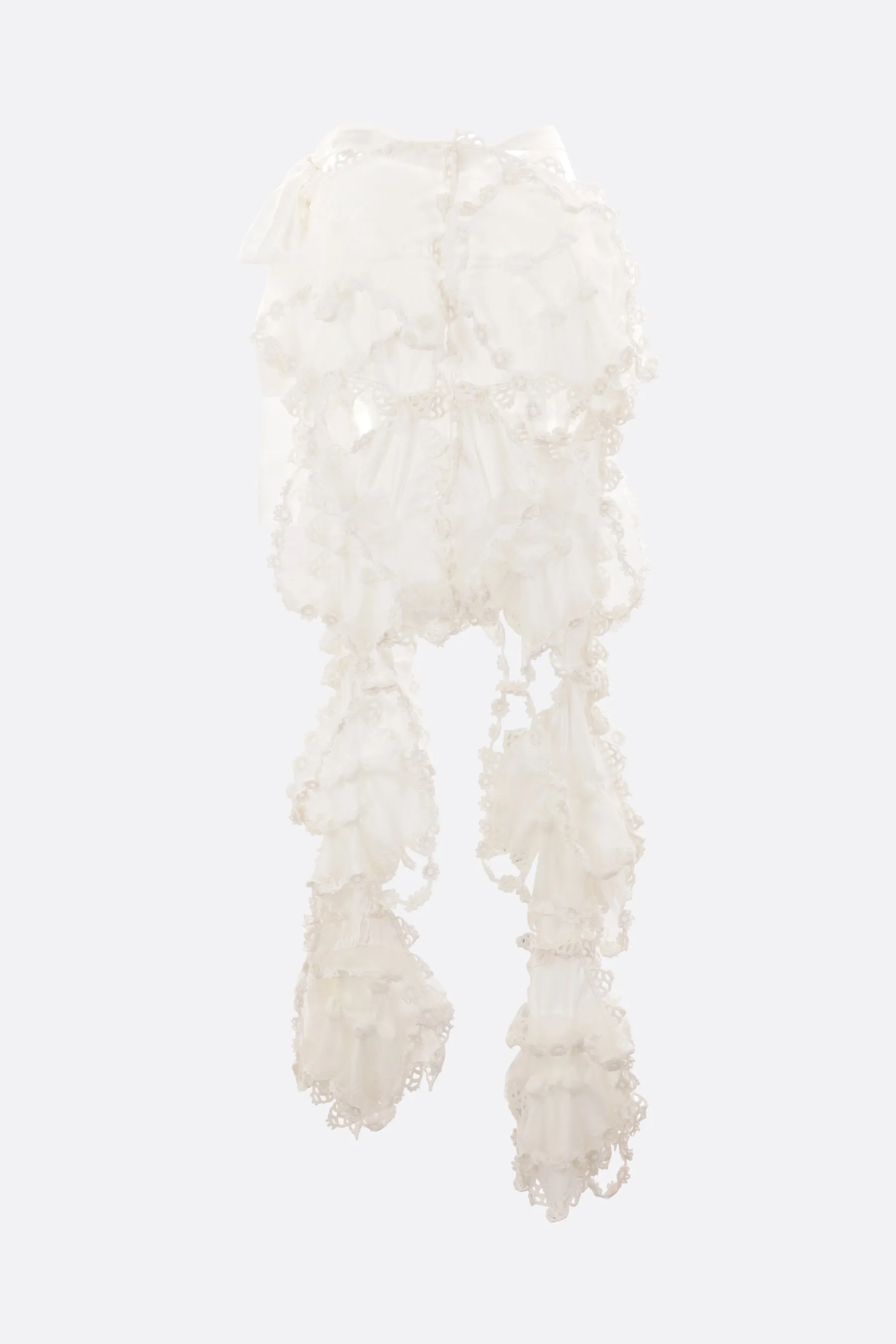 crêpe and organza asymmetric skirt