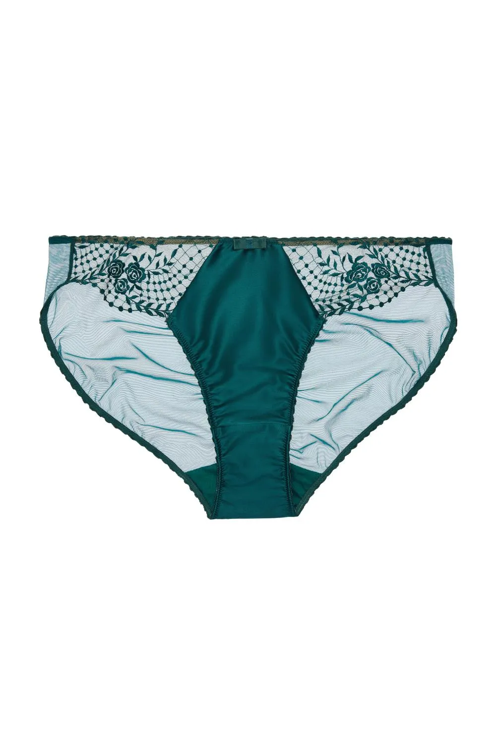 Dita Von Teese Julie's Roses Satin Bikini Panty Deep Teal