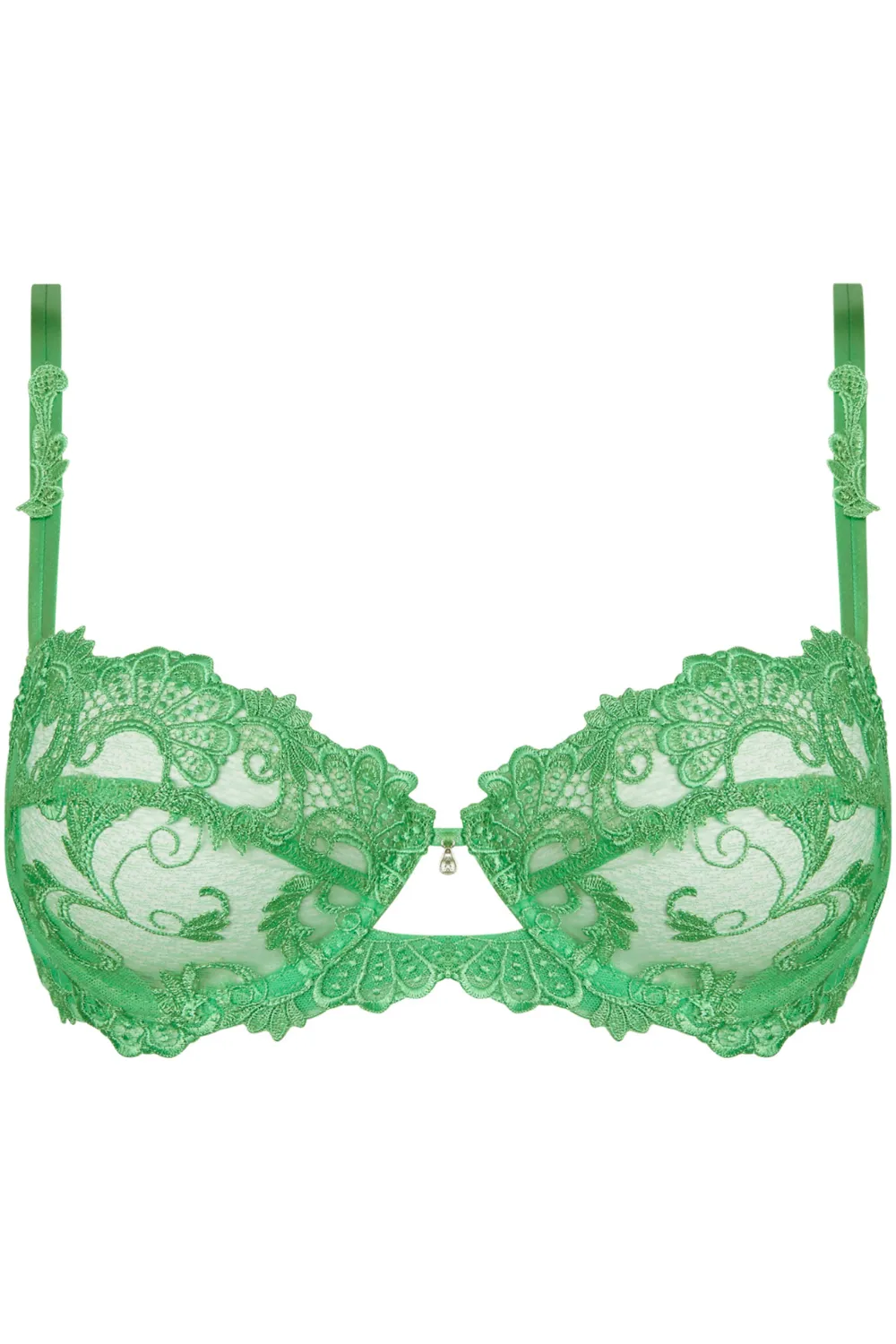Dressing Floral Half Cup Bra - Green
