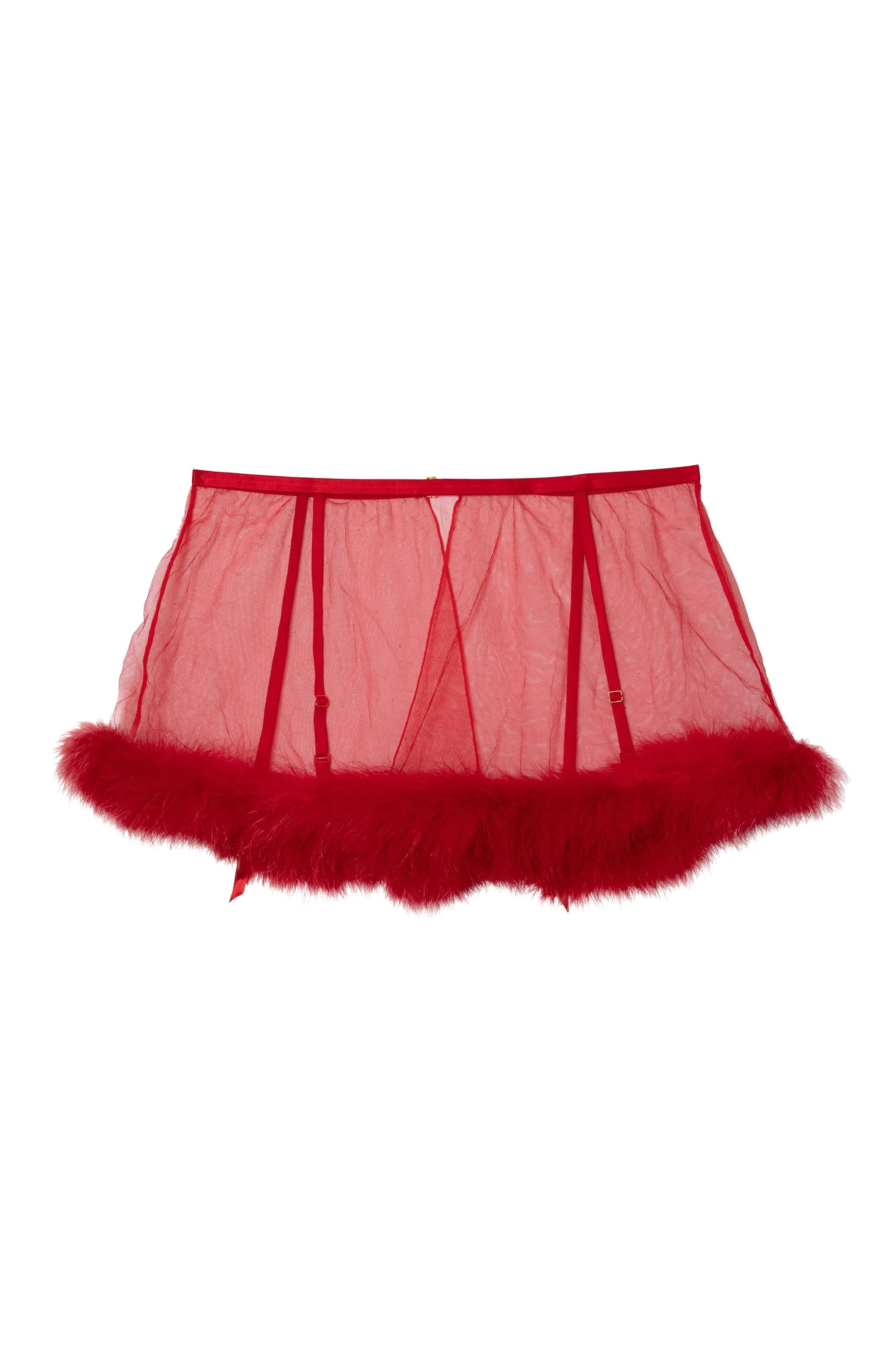 Elizabeth Red Feather Suspender Belt