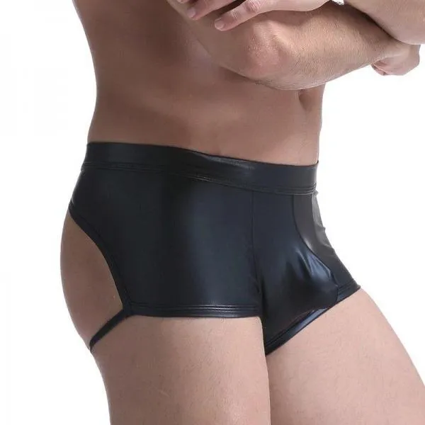 Faux Leather Sexy Underwear Men Panties Mens Thong G String