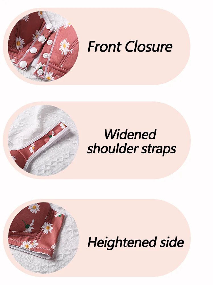 Floral Print Comfort Sleep Front Close Bra