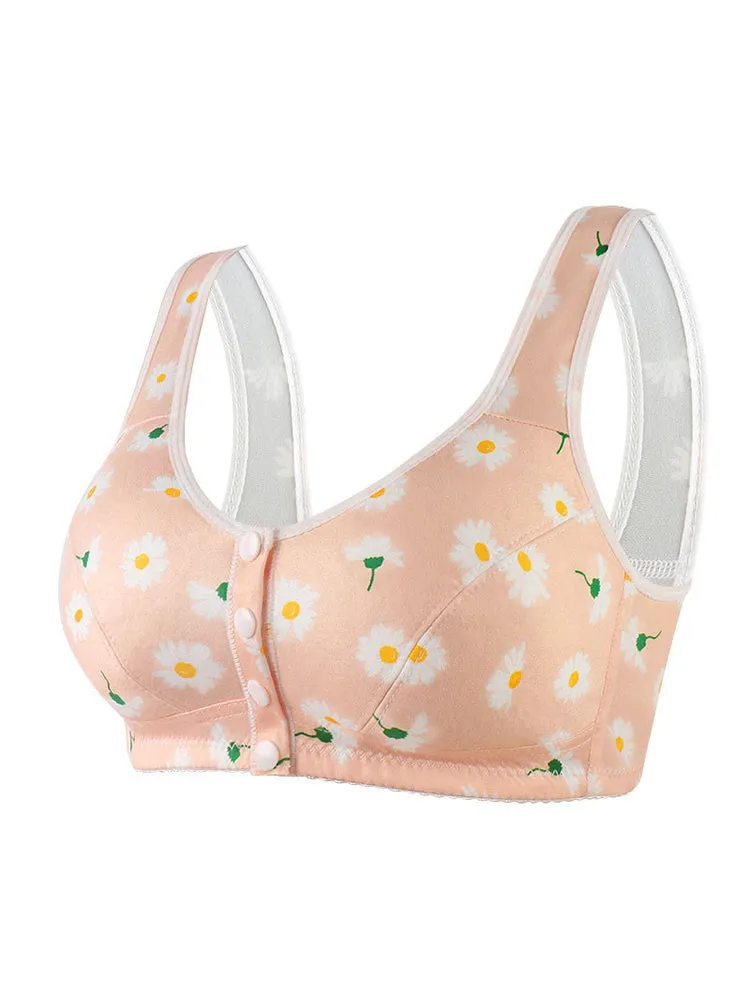 Floral Print Comfort Sleep Front Close Bra