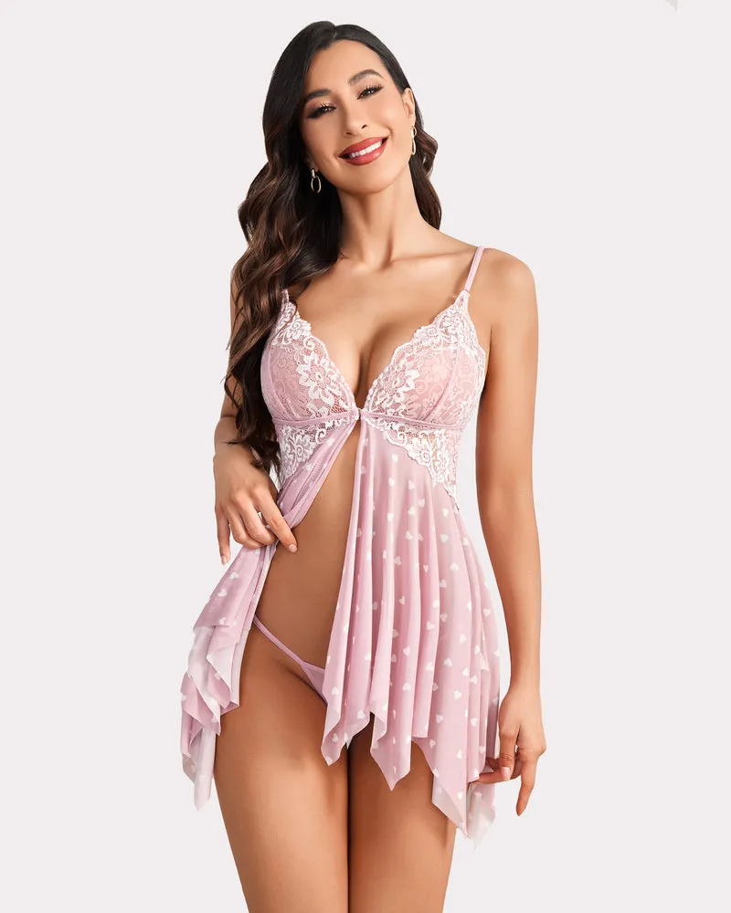 Floral Print Front Closure Babydoll