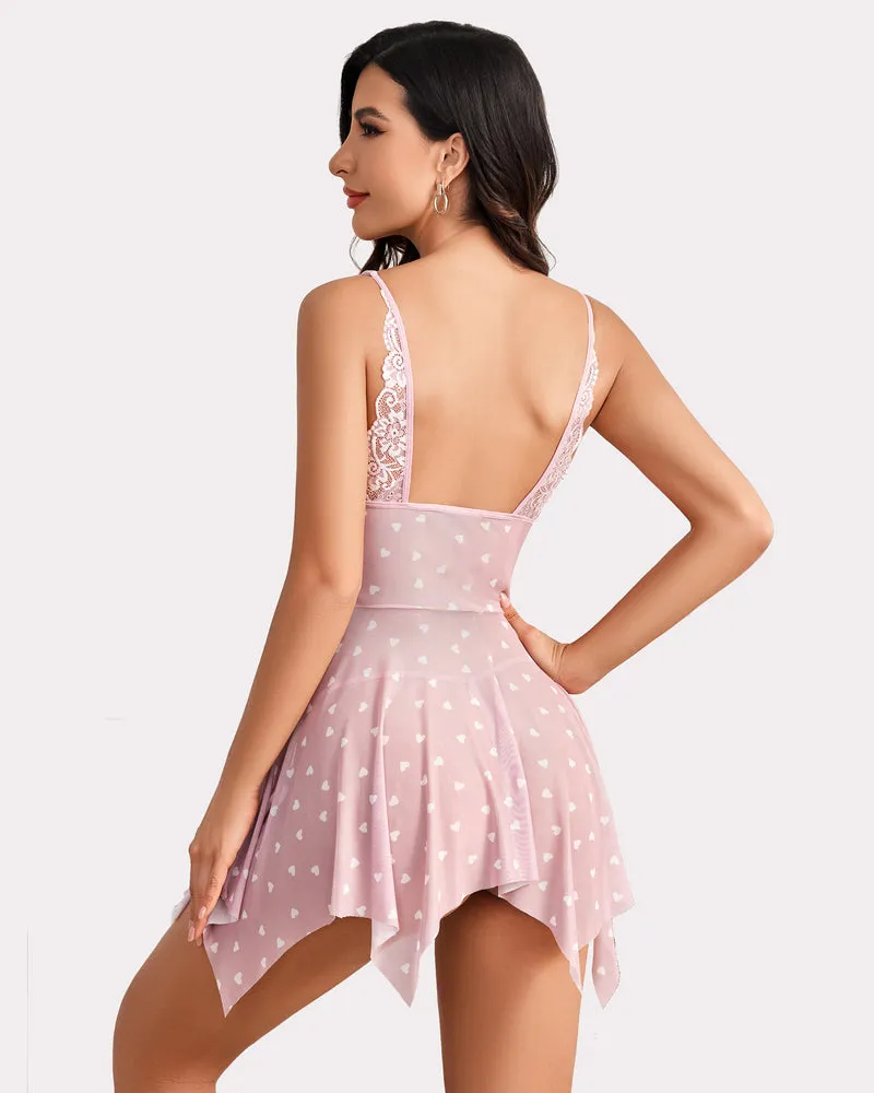 Floral Print Front Closure Babydoll
