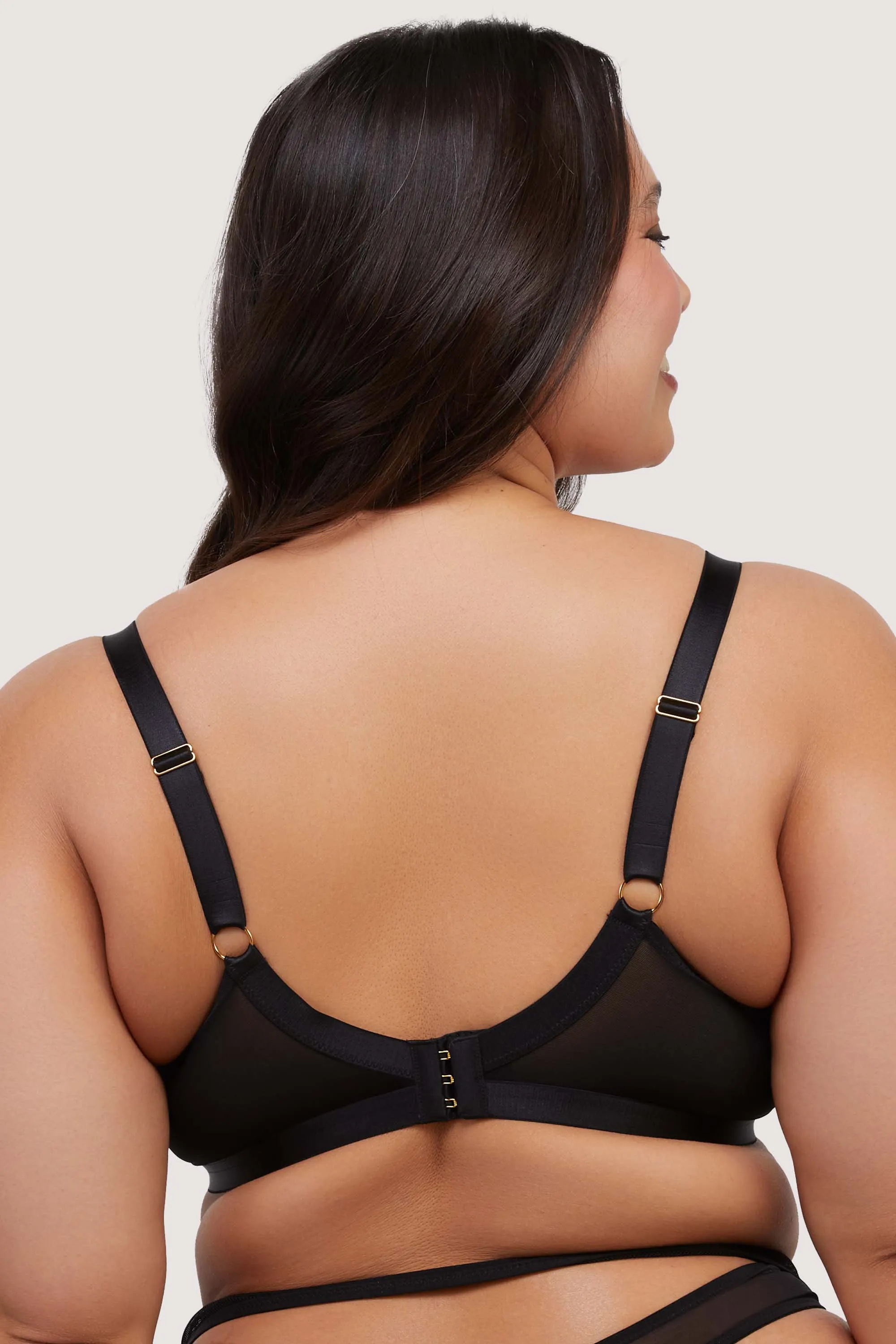 Holland Strappy Fishnet and Mesh Plunge Bra