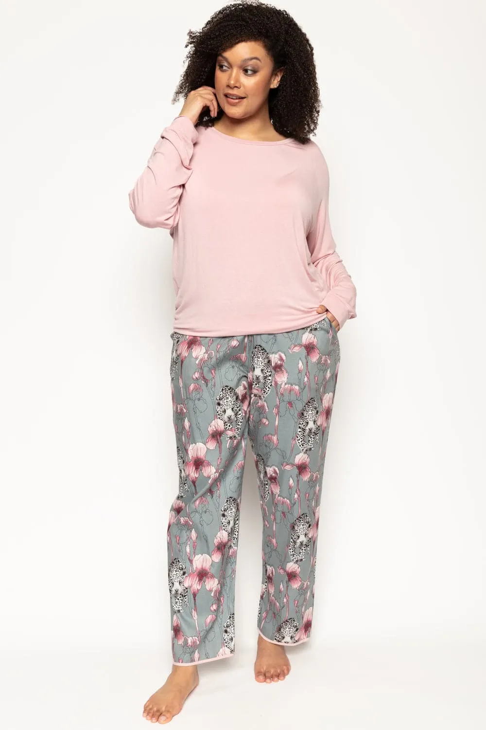 Jessica Long Sleeve Slouch Jersey Top Pink