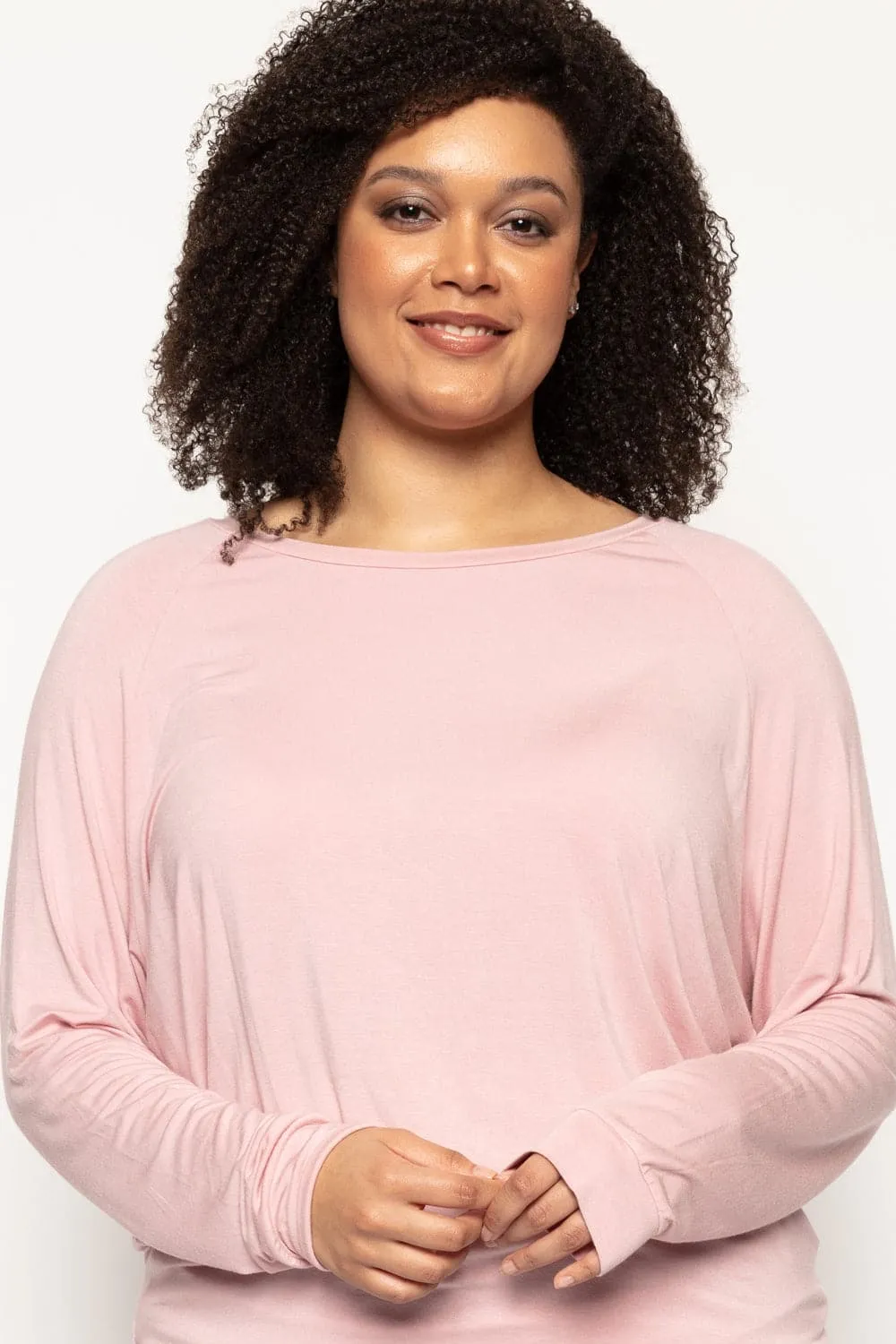Jessica Long Sleeve Slouch Jersey Top Pink