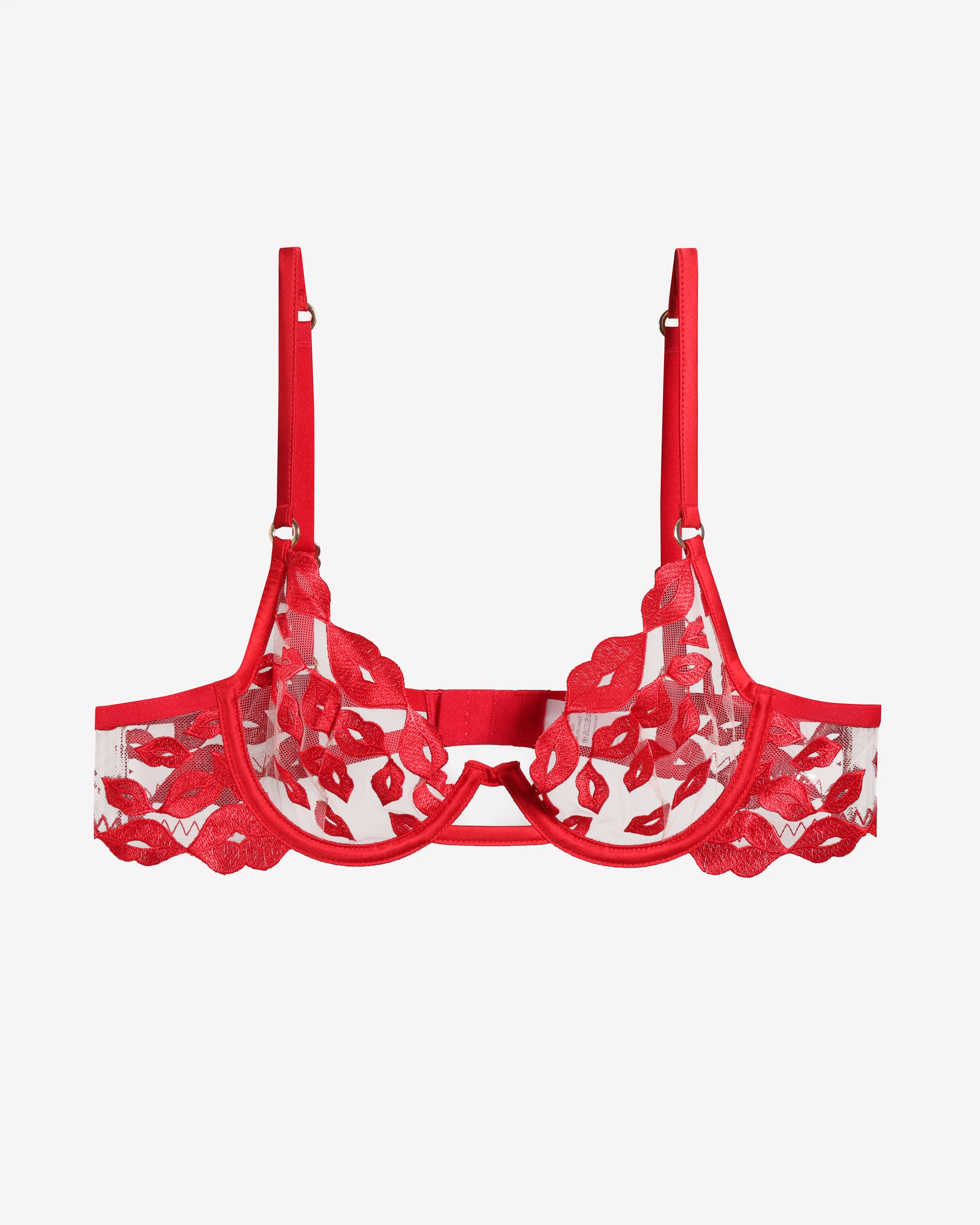 Kiss Print Embroidery Bra