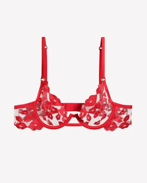 Kiss Print Embroidery Bra