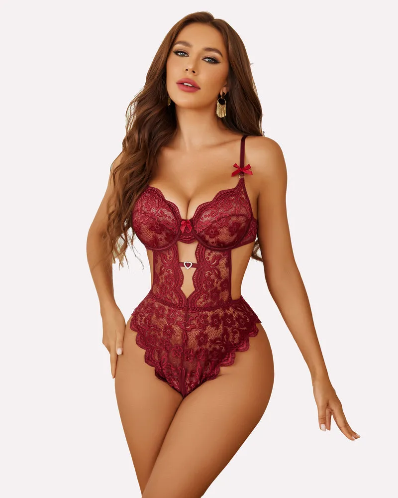 Lace Bodysuit with Mini Skirt Sets