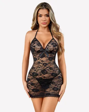 Lace Dress Halter V Neck Sleepwear