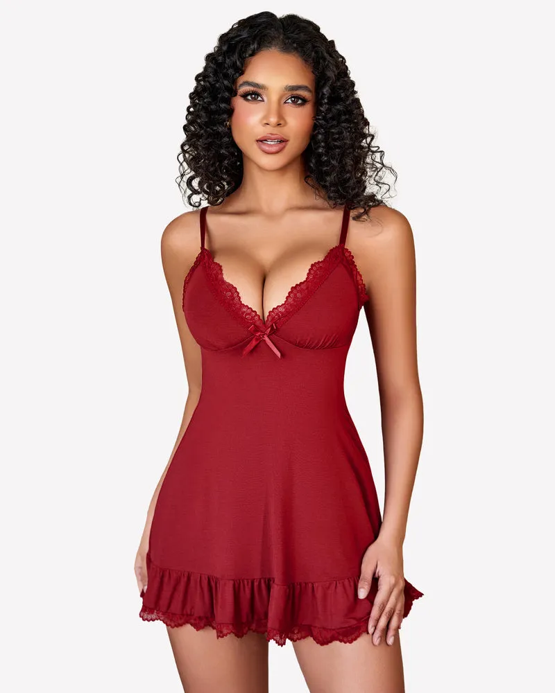 Lace V Neck Modal Babydoll Sleepwear