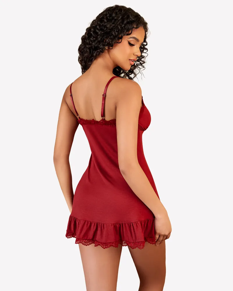 Lace V Neck Modal Babydoll Sleepwear