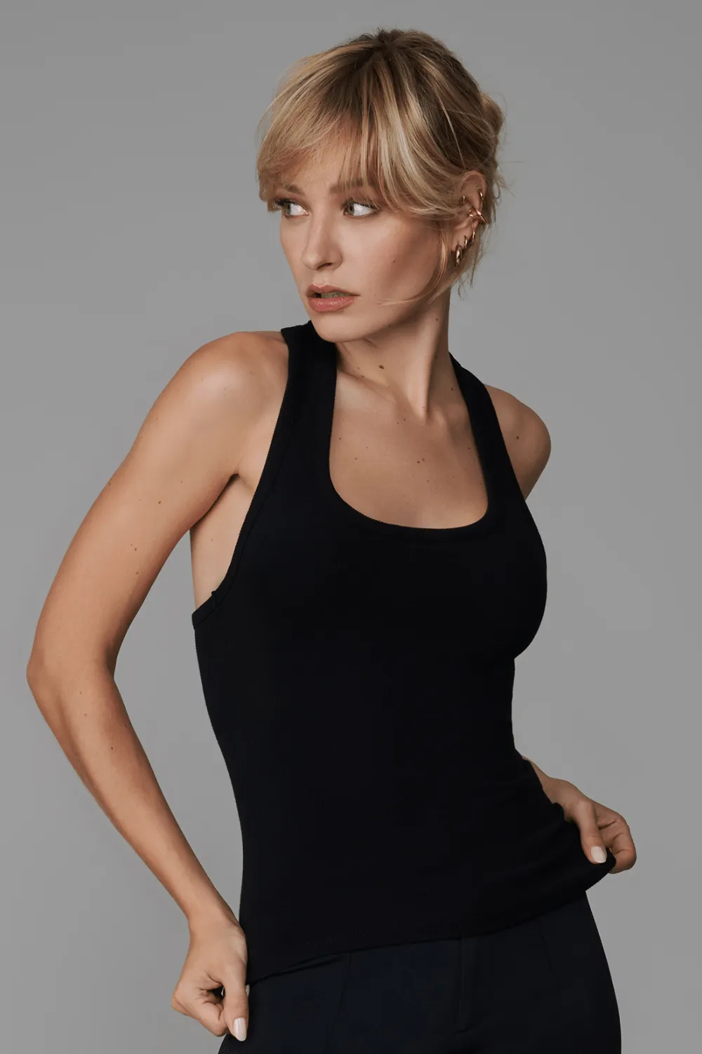 Le Vestiaire Ribbed Cotton Tank Top Black