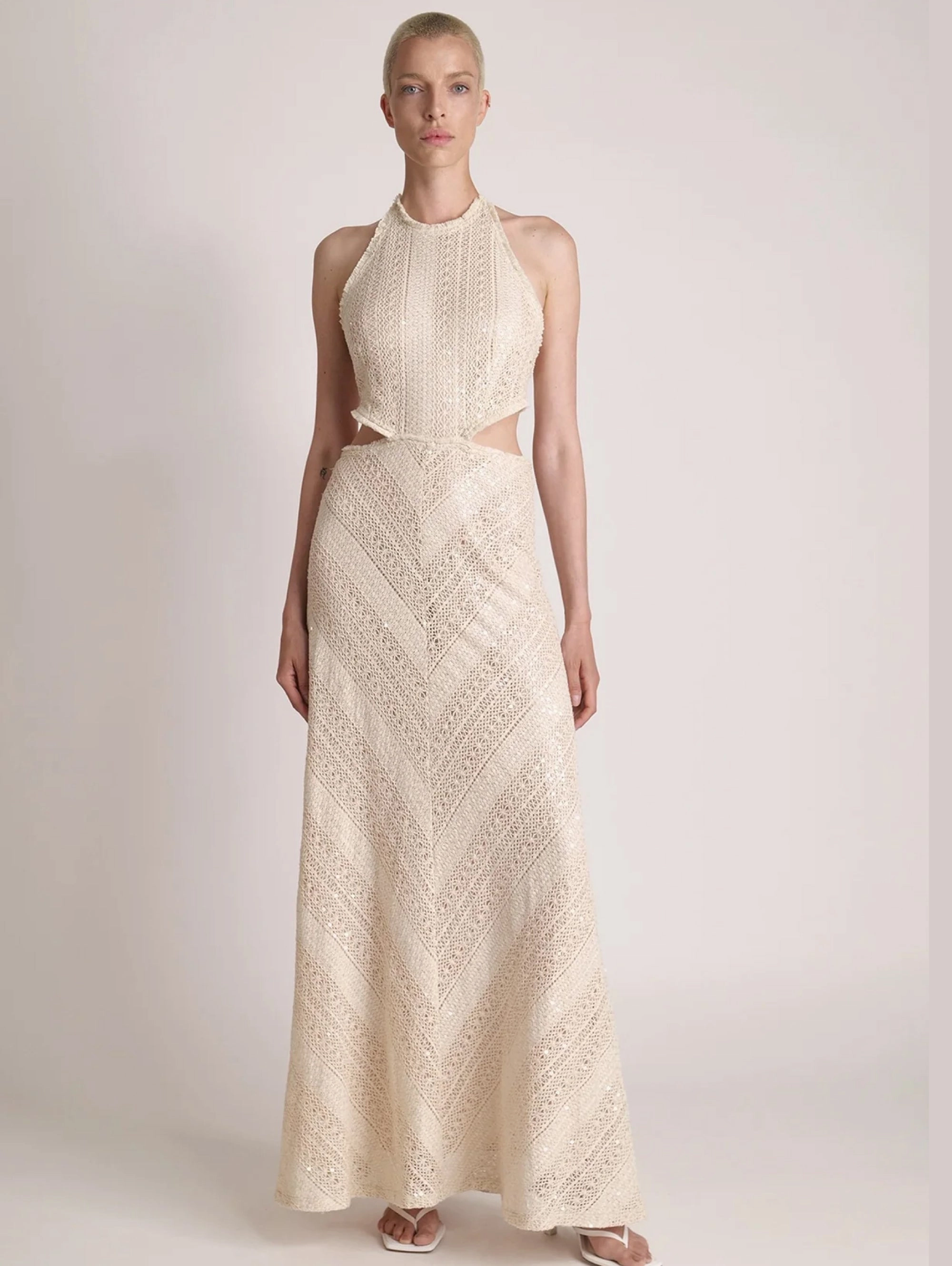 Long dress in lace and sequins Avena