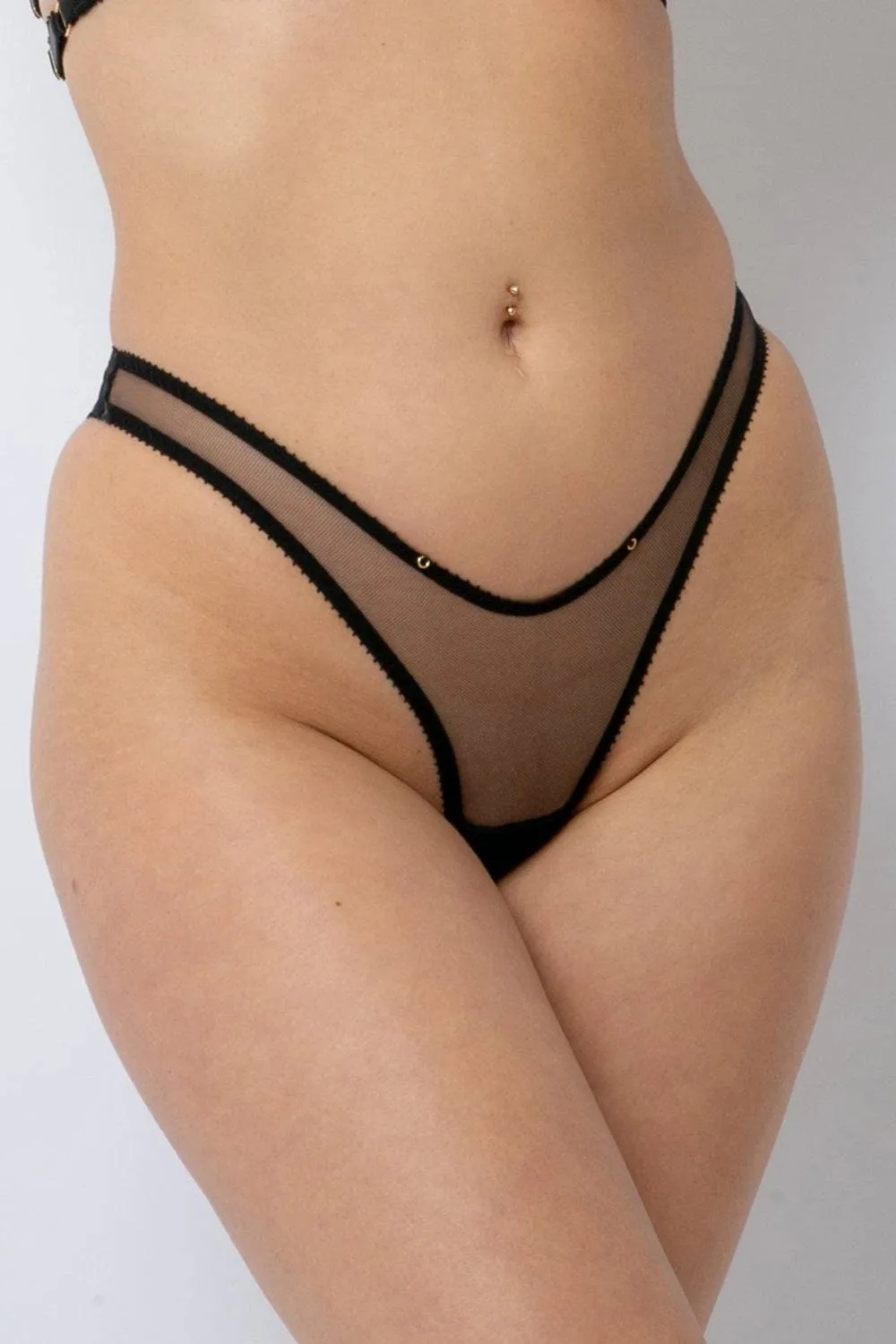 Marinette High Rise Thong in Black
