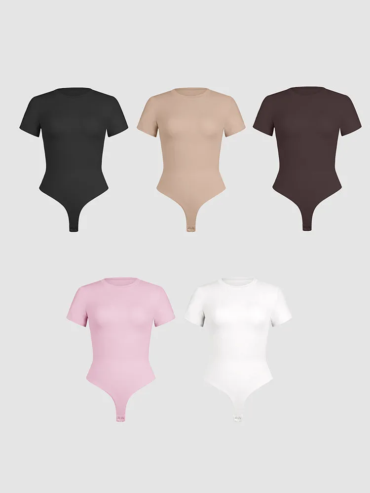Matte-Finish Short Sleeve Bodysuit for Women