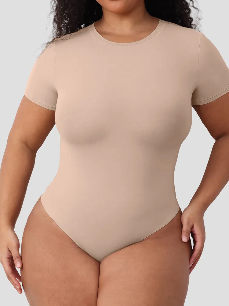 Matte-Finish Short Sleeve Bodysuit for Women