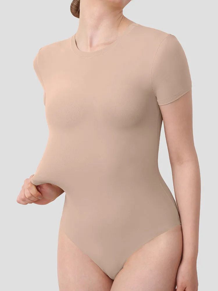 Matte-Finish Short Sleeve Bodysuit for Women