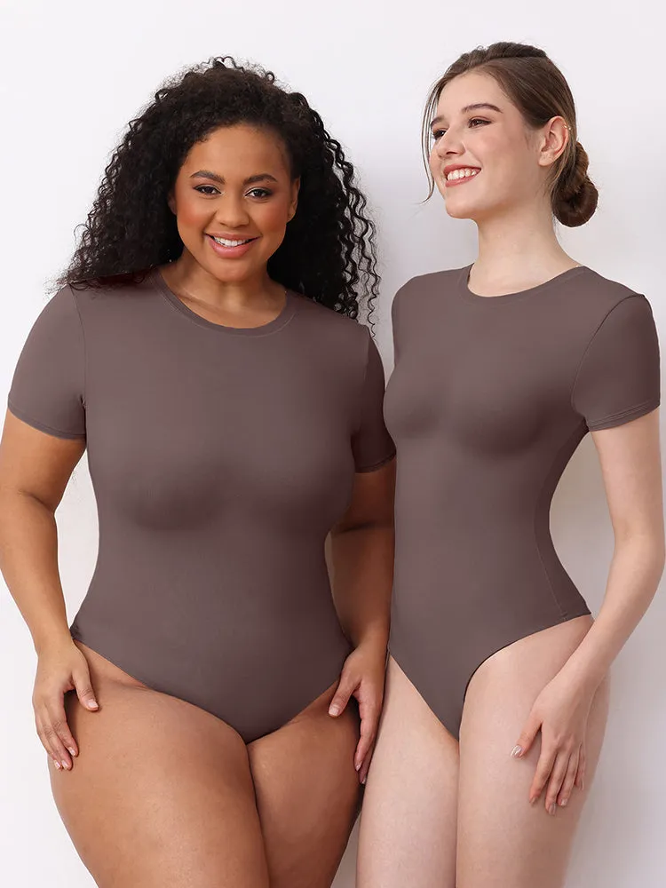 Matte-Finish Short Sleeve Bodysuit for Women