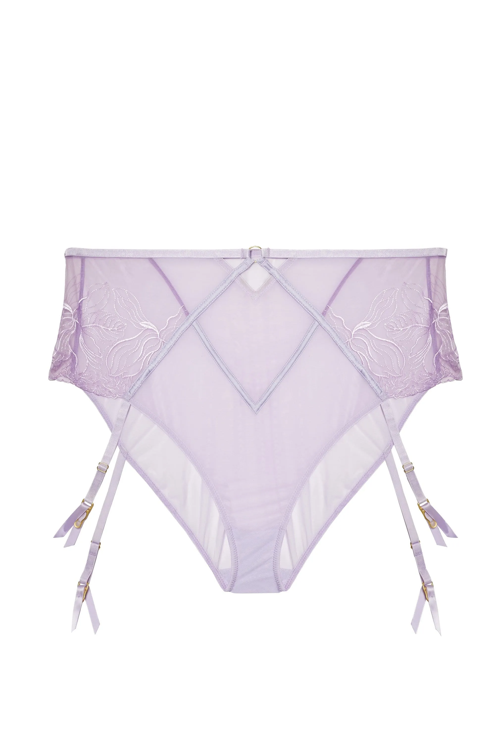 Mila Lilac Lace High Waisted Suspender Brief